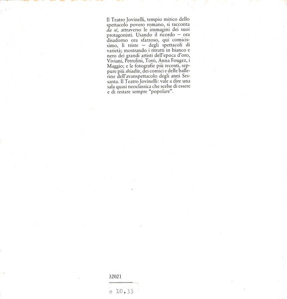Il Teatro Jovinelli. Varietà, avanspettacolo, attrazioni nel teatro più popolare …