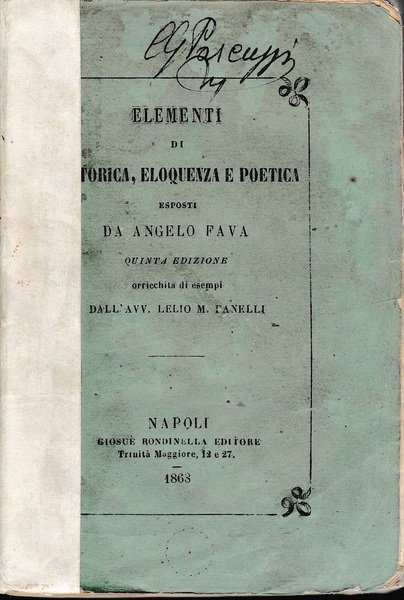 Elementi di rettorica, eloquenza e poetica