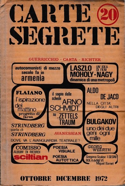 Carte segrete, anno VI - Ottobre-Dicembre 1972 - n. 20