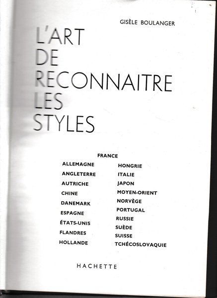 L'art de reconnaitre les styles
