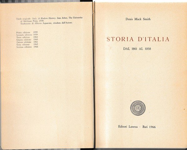 Storia d'Italia. Dal 1861 al 1958