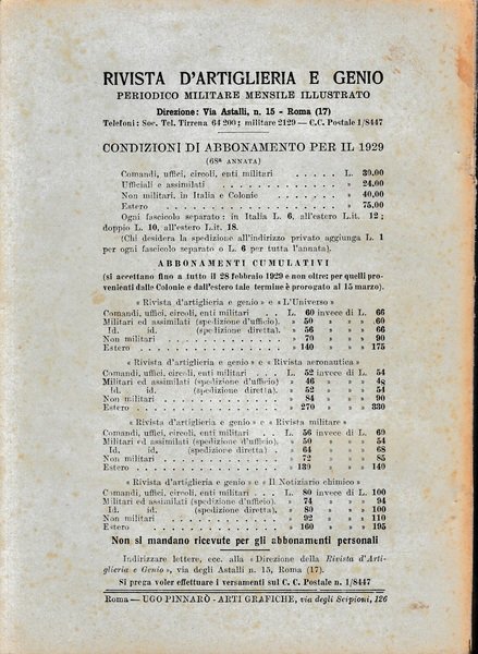 Rivista di Artiglieria e Genio. 68^ annata, fascicolo VII^, Luglio …