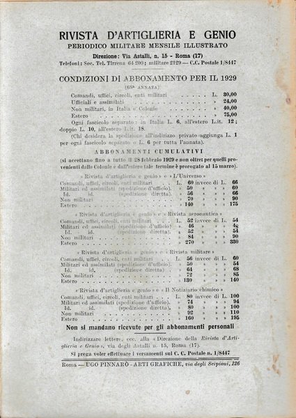 Rivista di Artiglieria e Genio. 68^ annata, fascicolo VI, Giugno …