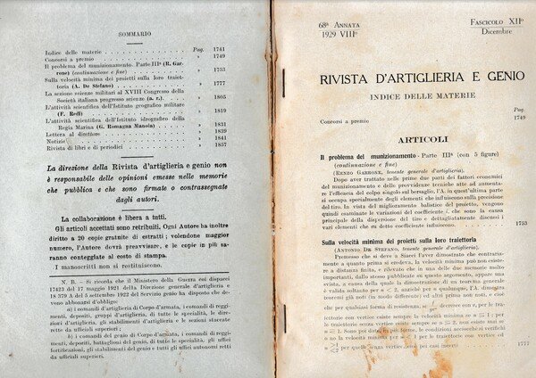 Rivista di Artiglieria e Genio. 68^ annata, fascicolo XII, Dicembre …
