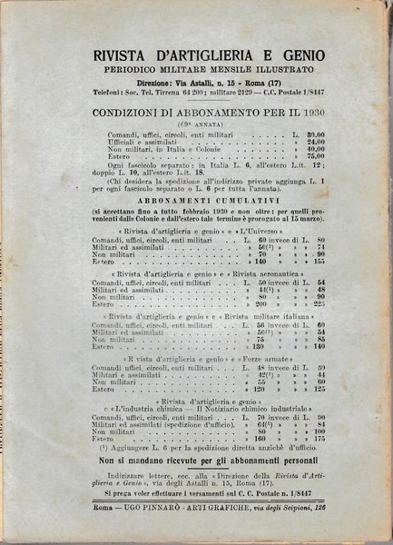 Rivista di Artiglieria e Genio. 68^ annata, fascicolo XII, Dicembre …