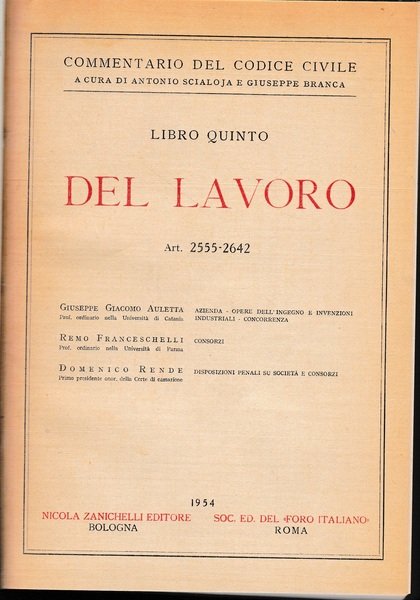 Del lavoro. Art. 2555-2642 | Immagine principale
