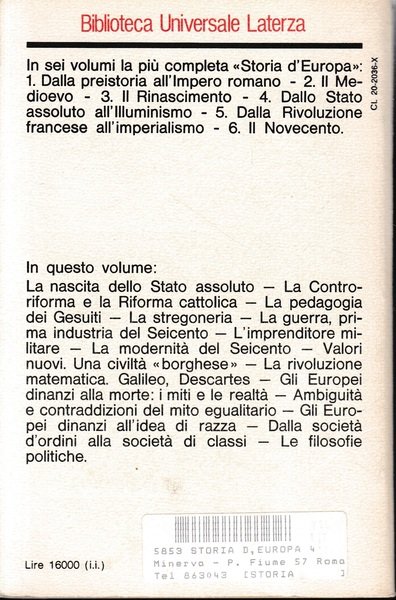 Storia d'Europa. Dallo Stato assoluto all'illuminismo, volume 4^ | Immagine Gallery 2
