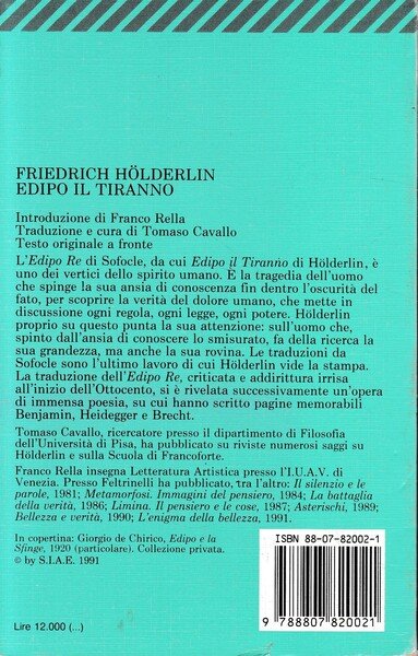 Edipo il tiranno. Testo originale a fronte