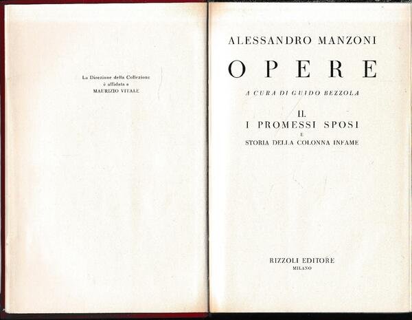 Alessandro Manzoni Opere. II - I promessi sposi, un volume