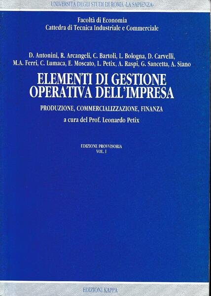 Elementi di gestione operativa dell'impresa vol. 1