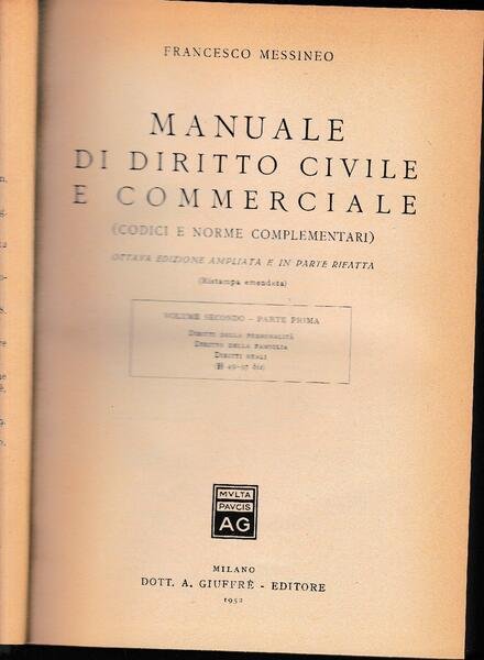 Manuale di Diritto Civile e Commerciale (codici e norme complementari) …