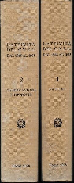 L'attività del C.N.E.L. dal 1958 al 1978, due volumi: I^-Pareri … | Immagine principale