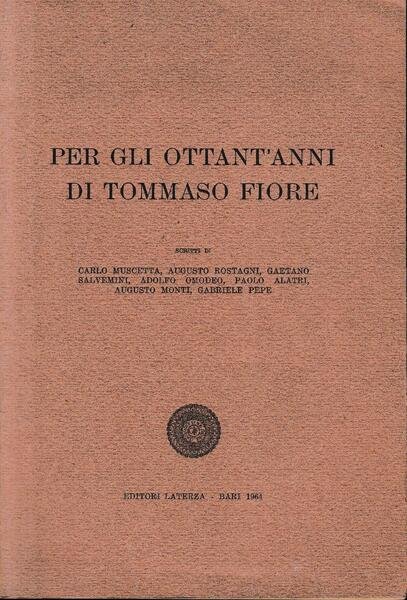 Per gli ottant'anni di Tommaso Fiore | Immagine principale