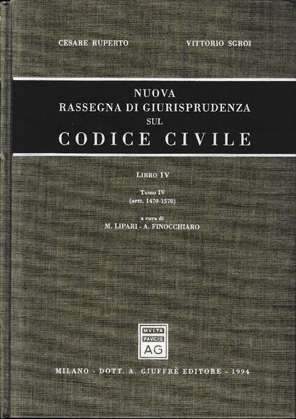 Nuova rassegna di giurisprudenza sul Codice civile (4/4) Artt. 1470-1570 | Immagine principale