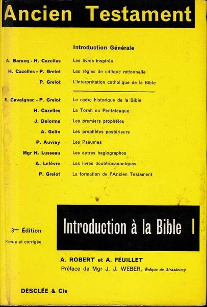 Introduccion a la Bible, tomo 1. Ancien testament. | Immagine principale