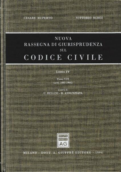 Nuova rassegna di giurisprudenza sul Codice civile. Artt. 1882-1964 (Vol. … | Immagine principale