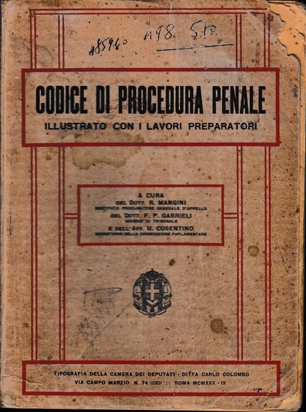 Codice di procedura penale illustrato con i lavori preparatori | Immagine principale