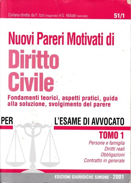 Nuovi Pareri Motivati di Diritto Civile. Tomo 1. | Immagine principale