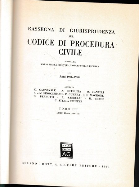 Rassegna di Giurisprudenza sul Codice di Procedura Civile. Anni 1986-1990, … | Immagine principale