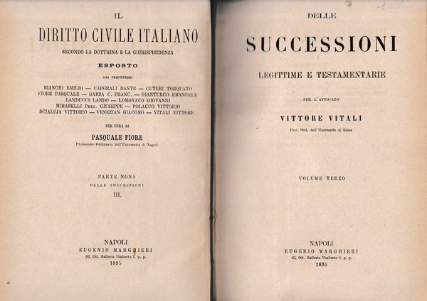 Delle successioni legittime e testamentarie, vol. III^ | Immagine principale