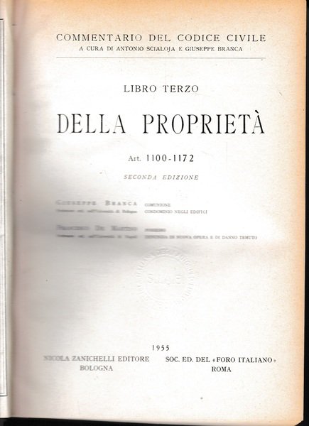 Commentario del Codice Civile, libro terzo. Della proprietà. art. 1100-1172. | Immagine principale