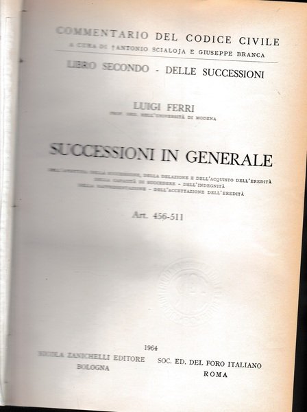 Commentario del Codice Civile, libro secondo - delle successioni. Successioni … | Immagine principale