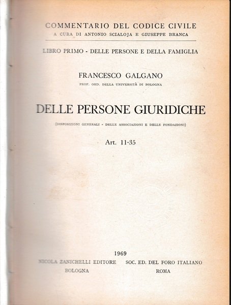 Commentario del Codice Civile, libro primo - delle persone e … | Immagine principale