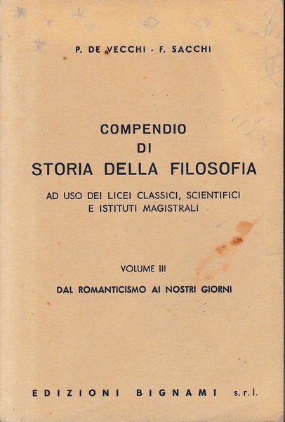 Compendio di Storia della Filosofia, vol. III^.