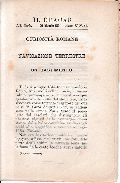 Il Cracas. Diario di Roma. Vol. 2. III serie, 20 … | Immagine principale