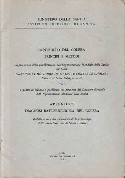 Controllo del colera. Principi e metodi - Appendice. Diagnosi batteriologica …