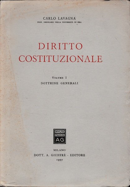 Diritto Costituzionale, vol. 1: Dottrine generali | Immagine principale