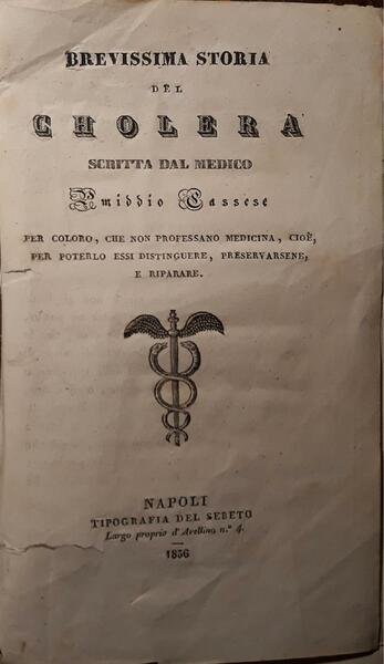 Brevissima storia del cholera scritta dal medico Emiddio Cassese