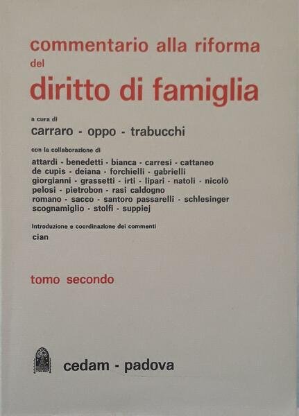 Commentario alla riforma del dirittto di famiglia (tomo secondo)