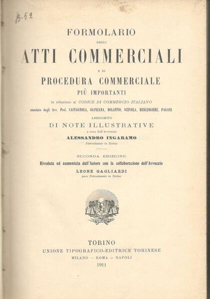 Formolario degli atti commerciali e di procedura commerciale