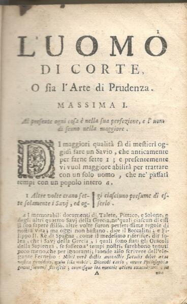 L'Uomo di Corte o sia l'Arte di Prudenza