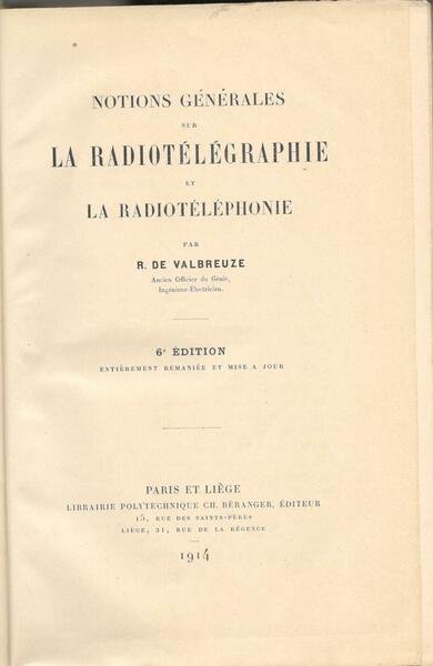Notions Générale sur la radiotélégraphie et las radiotéléphone