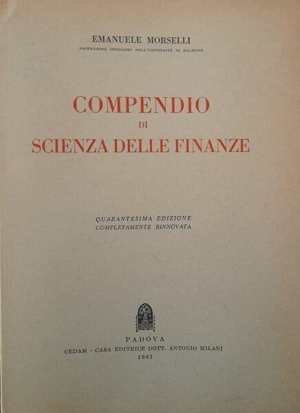 Compendio di scienza delle finanze