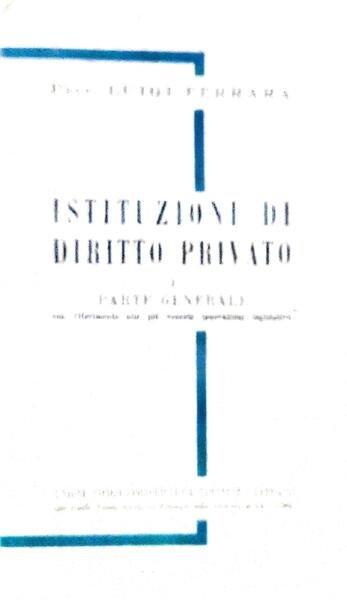 Istituzioni di diritto privato. Volume I - parte generale | Immagine principale