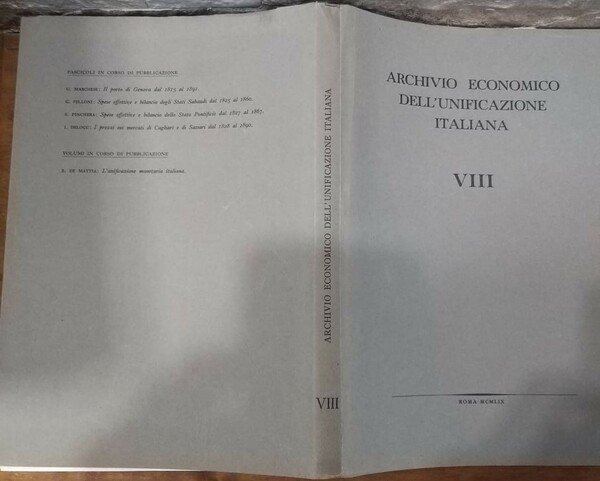 Archivio economico dell'unificazione italiana VIII