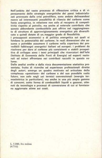 Il carbone. Possibilità di sviluppo di un' alternativa energetica al …