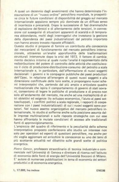 Il mercato petrolifero internazionale. Nuovi soggetti e nuove regole del …