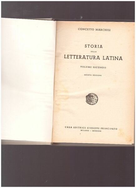 STORIA DELLA LETTERATURA LATINA VOL. SECONDO