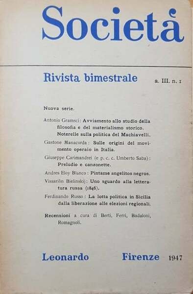 Società, rivista bimestrale. a. III n.1