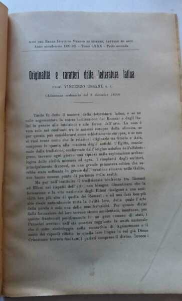 Originalità e caratteri della letteratura latina. (Estratto) | Immagine principale