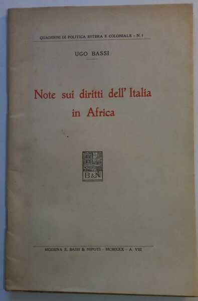 Note sui diritti dell'Italia in Africa. | Immagine Gallery 2