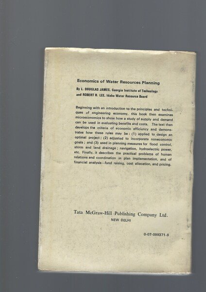 ECONOMICS OF WATER RESOURCES PLANNING | Immagine principale