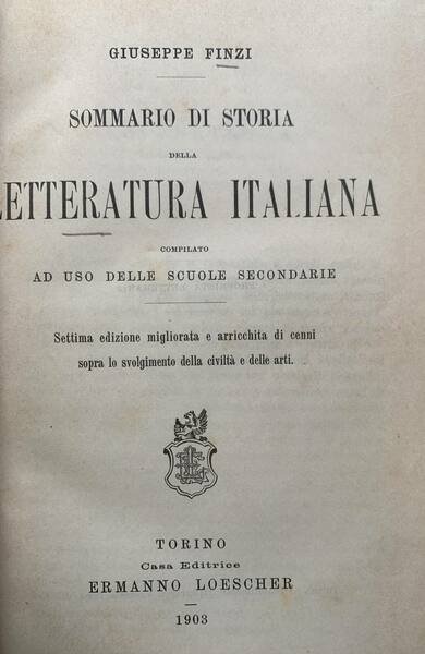 Sommario di storia della letteratura italiana