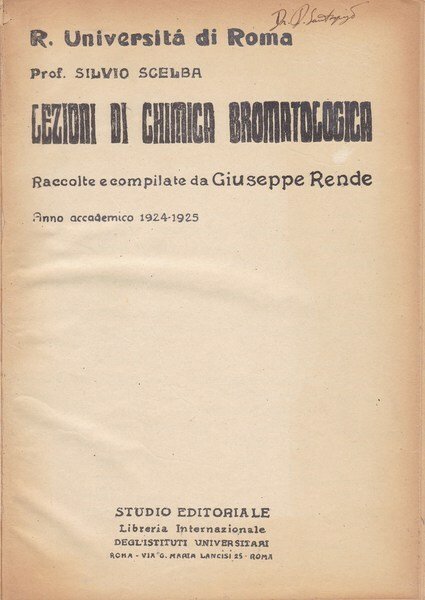 Lezioni di chimica bromatologica