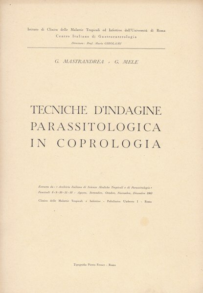 Tecniche d'indagine parassitologica in coprologia | Immagine principale