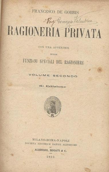 RAGIONERIA PRIVATA con un'appendice speciale sulle funzioni del ragioniere. II